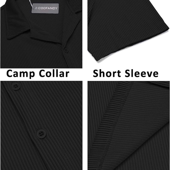 COOFANDY Men's Casual Button Down Shirts Short Sleeve Regular Fit - Picture 2 of 3